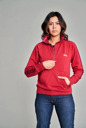 Kimes Ranch Womens Maricopa Half Muted Red Cotton Blend Hoodie Autumn Ready Waterproof Zipper Closure