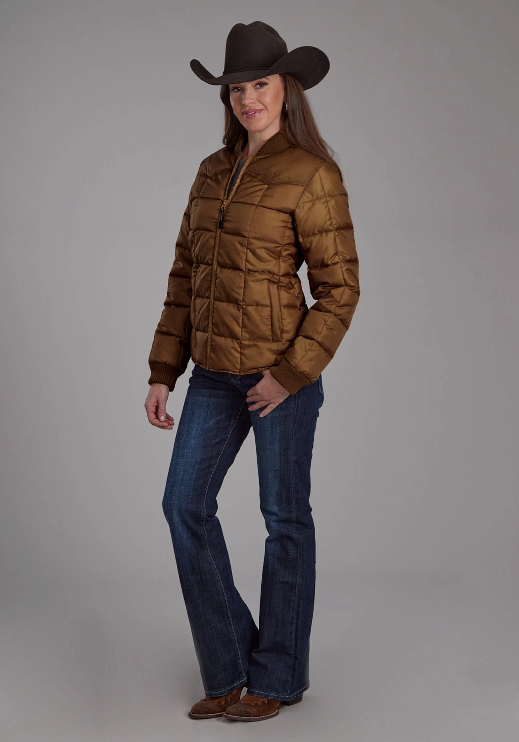 Go To Layer Anti Glare Trim Roper Womens Poly Filled Western Caramel 100% Polyester Insulated Jacket