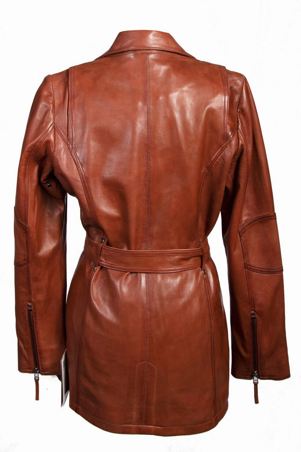 Scully Womens Brown Lamb Leather Washed Belted Coat Mesh Venting