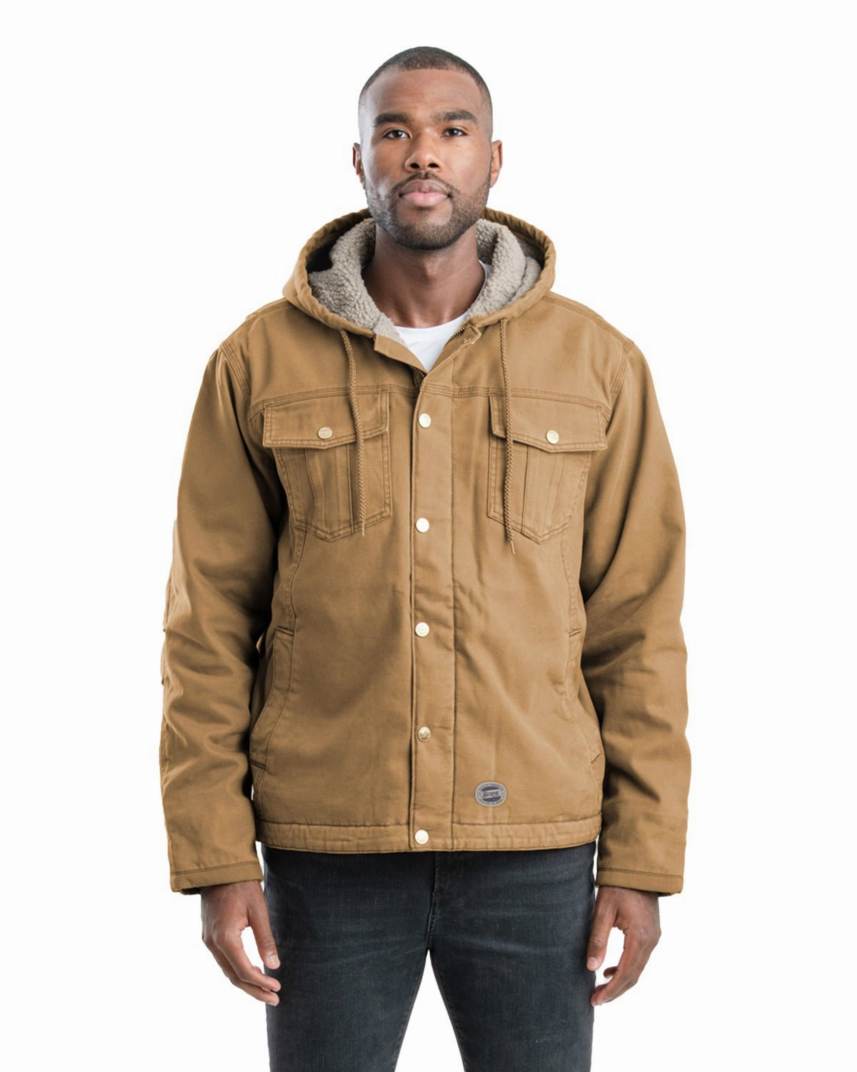 Fleece Lined Interior Water Resistant Shell Berne Mens Vintage Washed Sherpa-Lined Hooded Brown Duck 100% Cotton Jacket