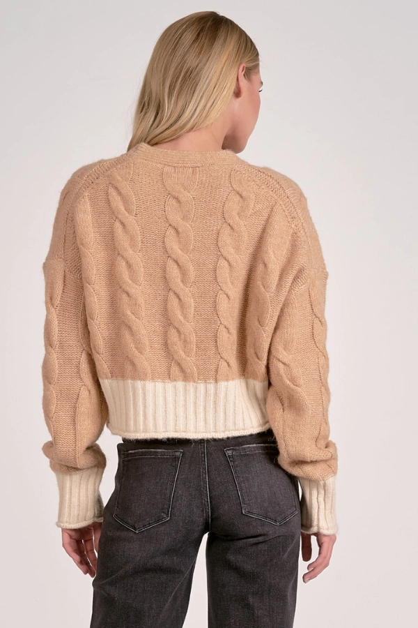 Colorblock Cardigan Sweater Circular Knit