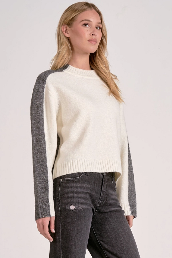 Colorblock Cropped Sweater Oversized Collar NonScratchSurface
