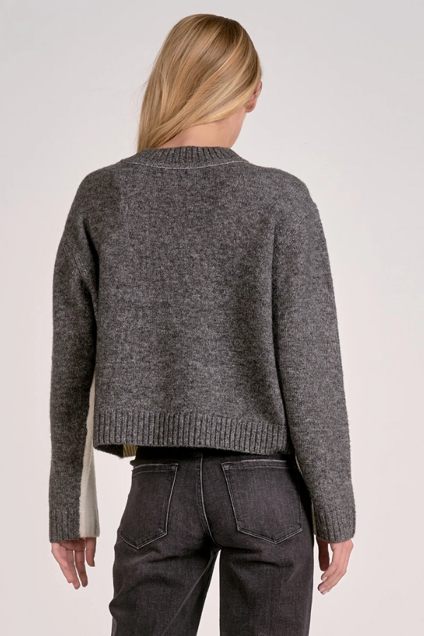 Colorblock Cropped Sweater Fashion Essential Timeless Layer