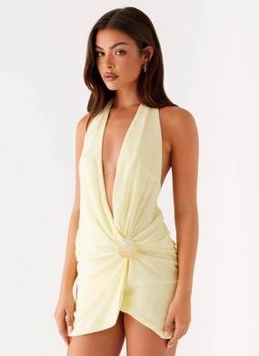 Eleanora Plunge Mini Dress - Yellow Smart Tones Pretty Glow
