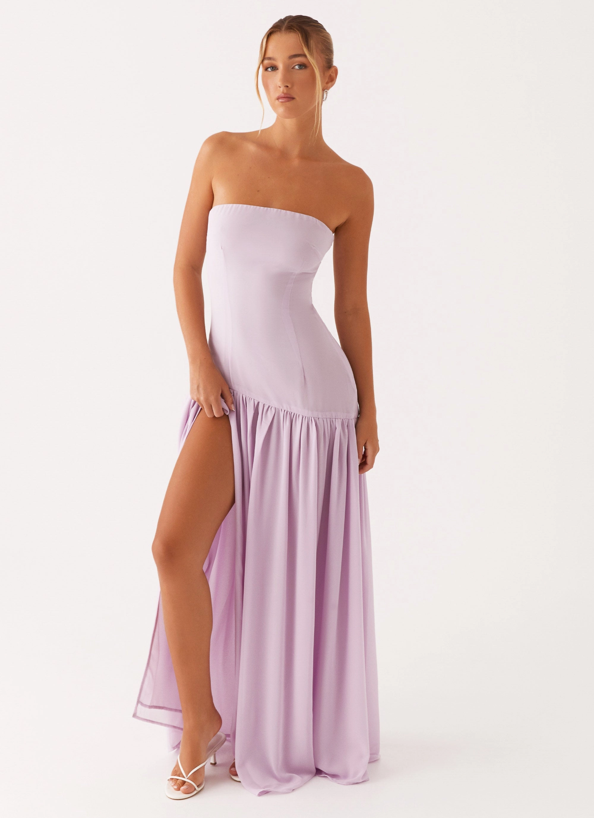 Clean Mood Wave Soft Eden Strapless Maxi Dress - Lilac