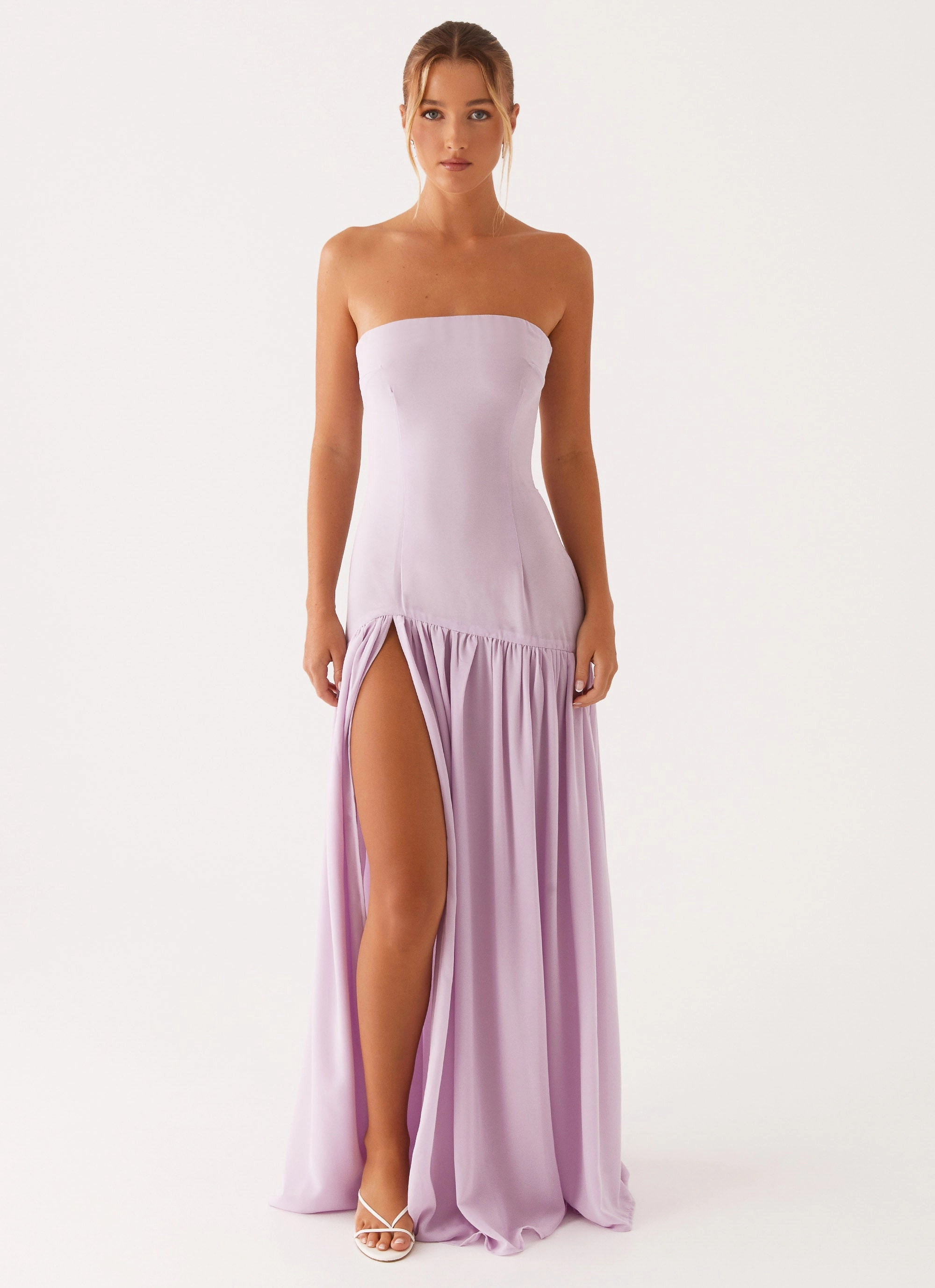 Simple Texture Eden Strapless Maxi Dress - Lilac
