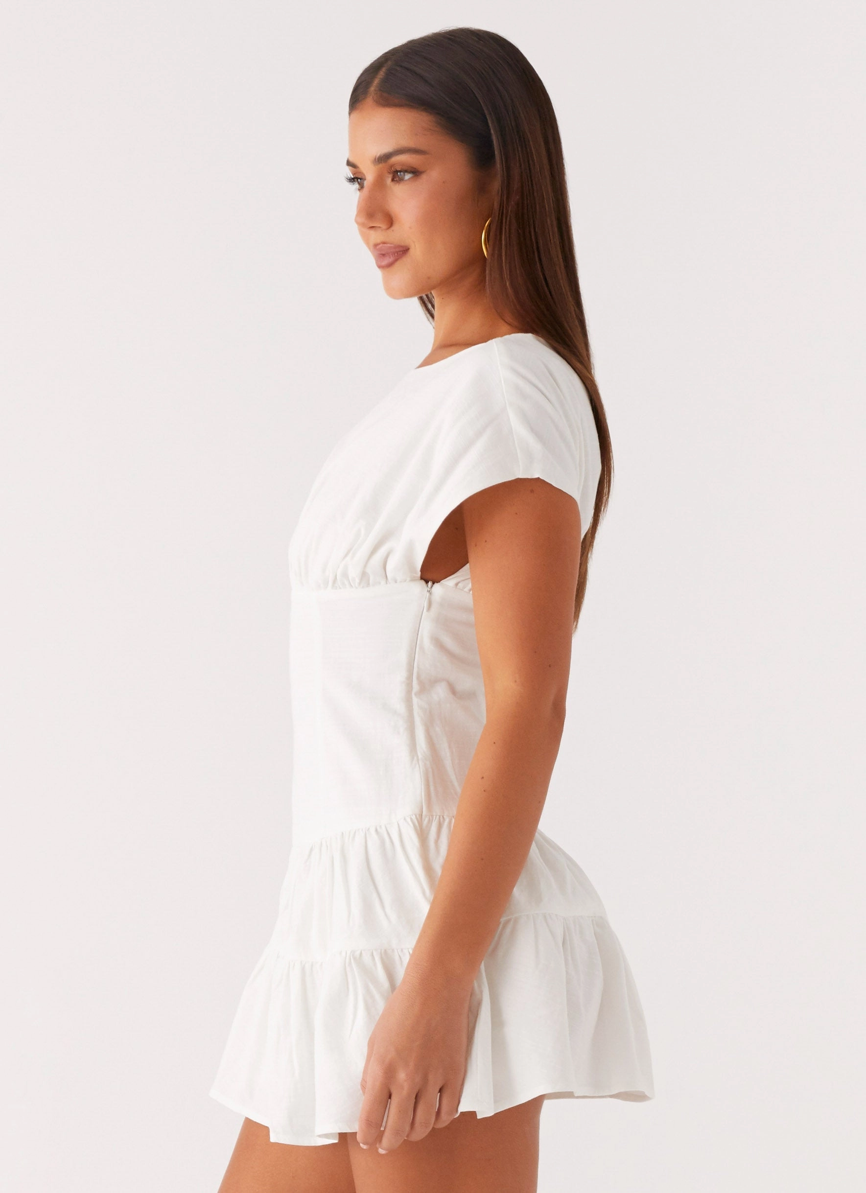 Fine Details Ember Haze Boat Neck Mini Dress - Off White