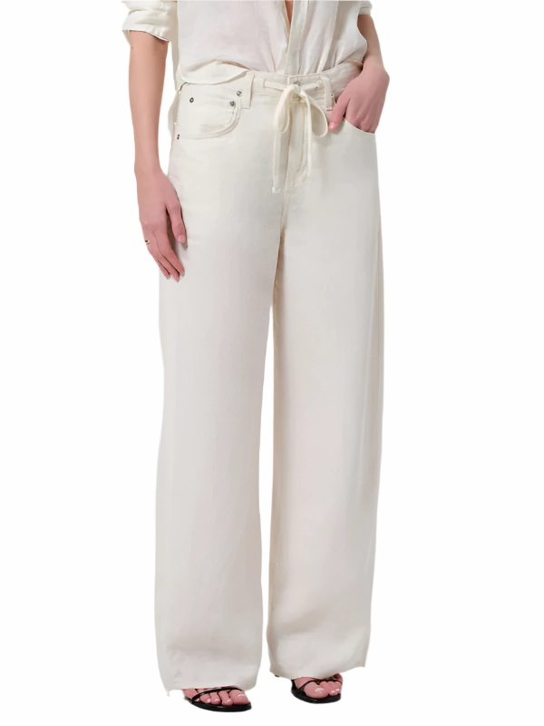 Brynn Drawstring Linen Trouser in Vanilla Modern Edge