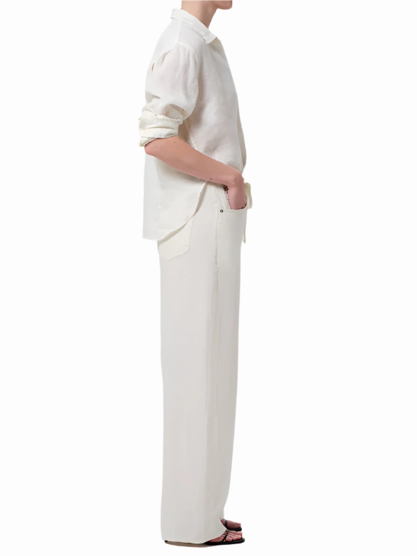 Brynn Drawstring Linen Trouser in Vanilla windproof