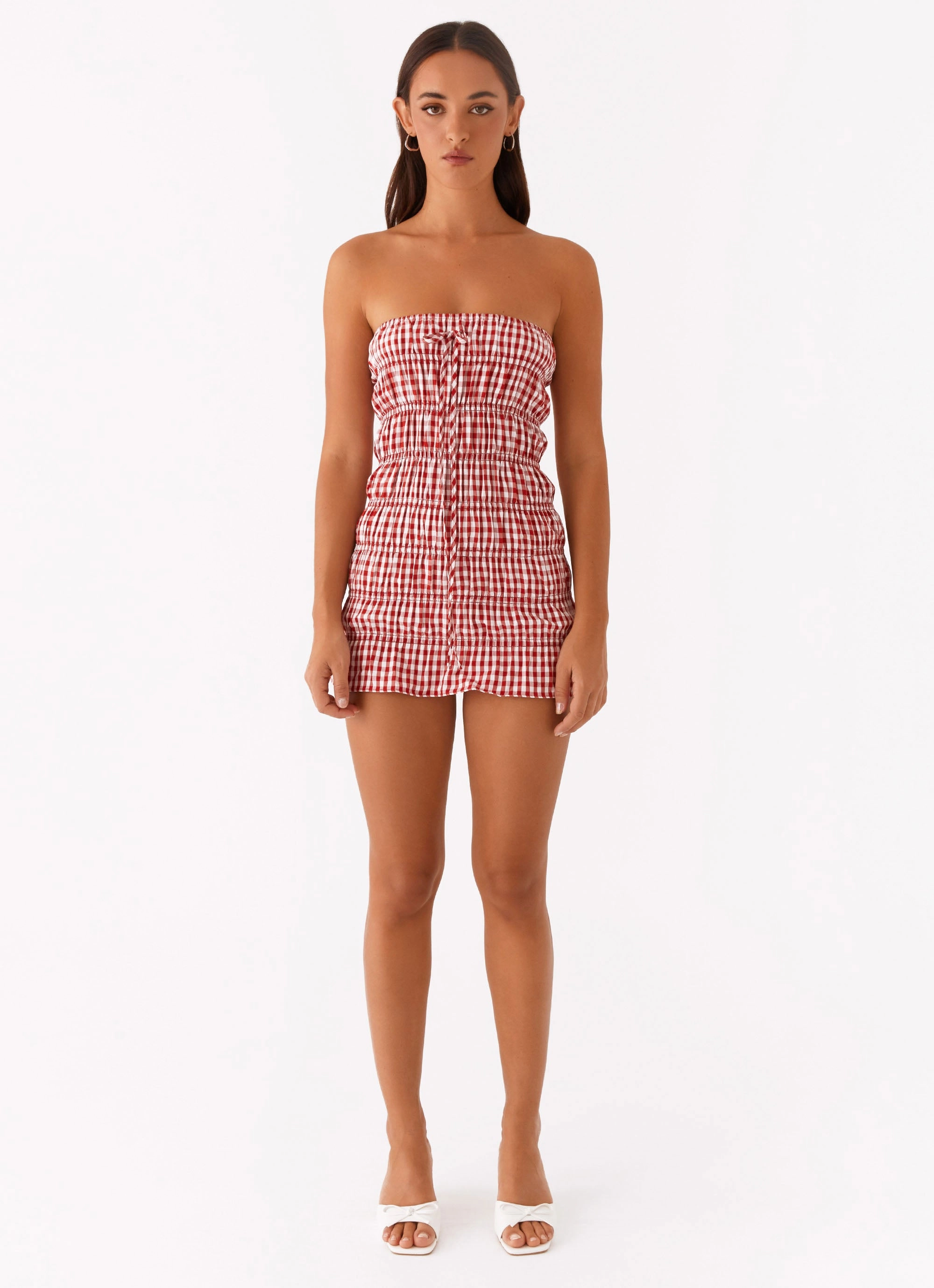Adele Mini Dress - Red Gingham City Layer
