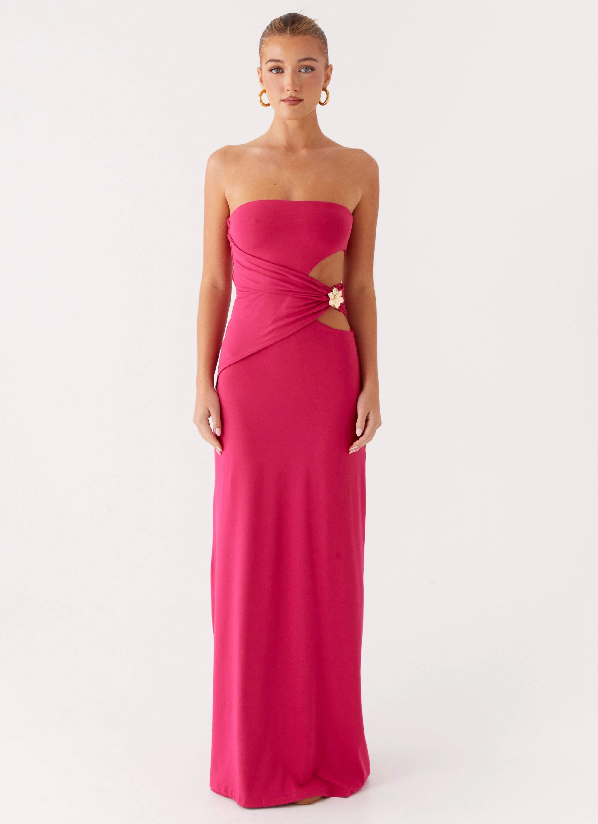 Anetta Maxi Dress - Fuchsia Form Focus Country View