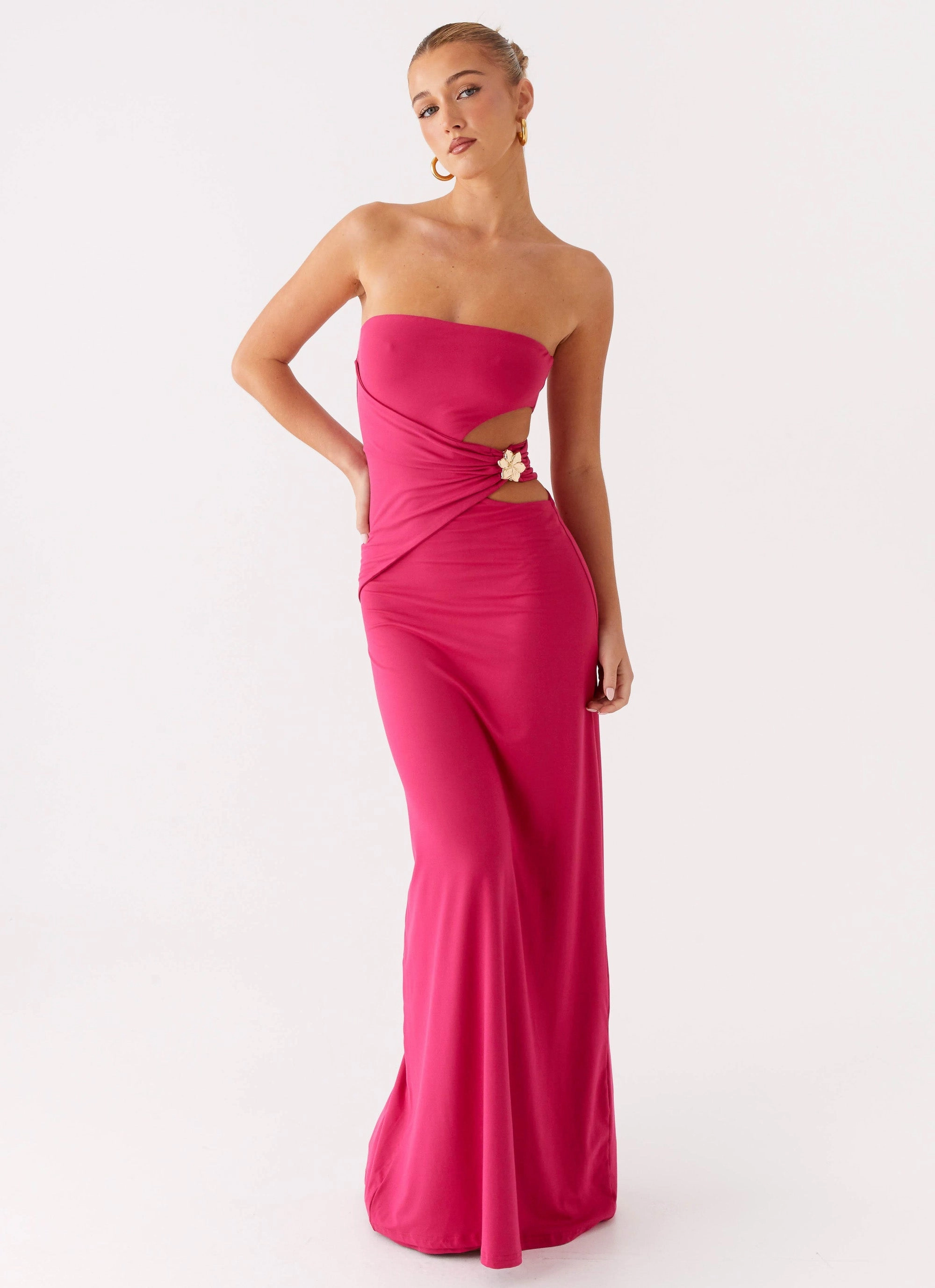 Anetta Maxi Dress - Fuchsia Elegant Layers Party Floral