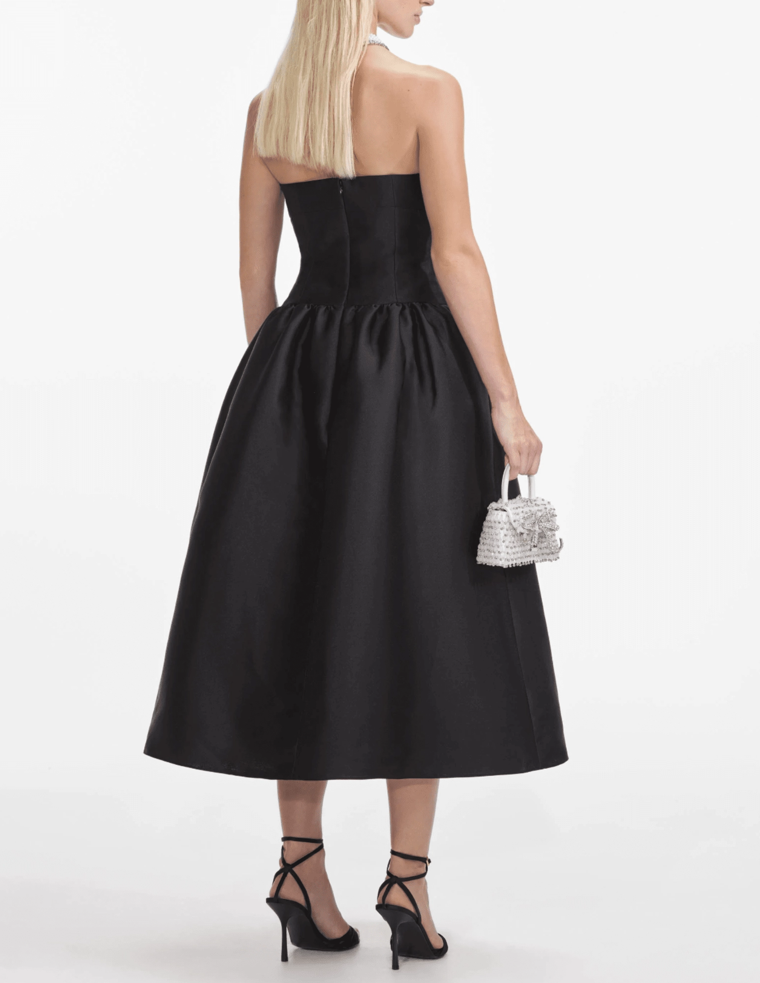 Trend Smart Flutter-Sleeve Self-Portrait Taffeta Contrast Bow Midi Dress SALE