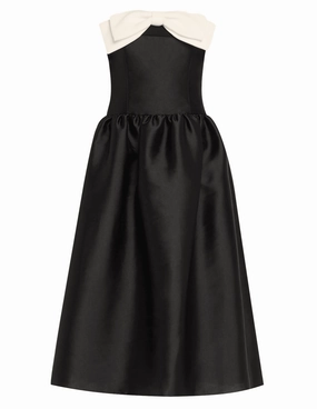 Self-Portrait Taffeta Contrast Bow Midi Dress SALE Quick Cool Trendy Style