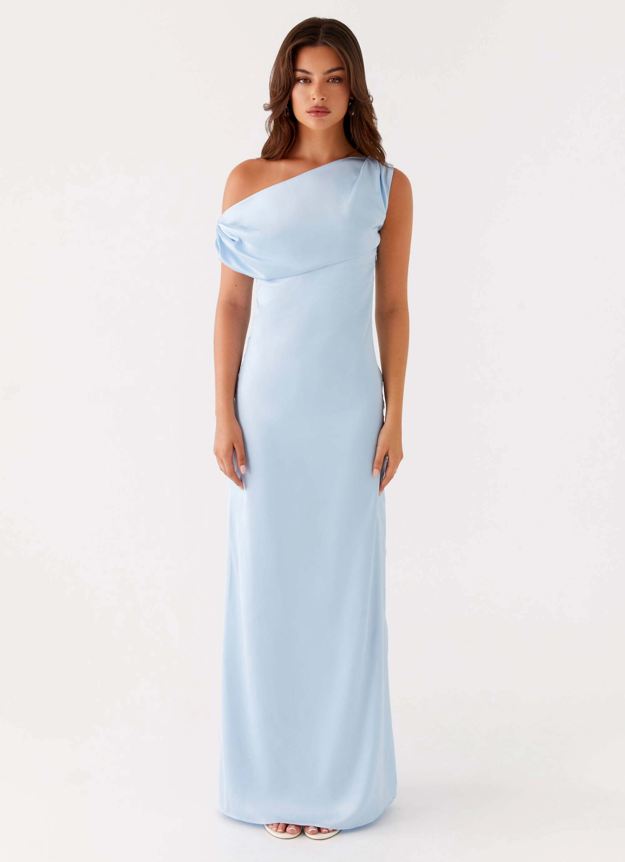 Heart Of Glass Satin Maxi Dress - Blue Daily Confidence Dry-Clean-Only