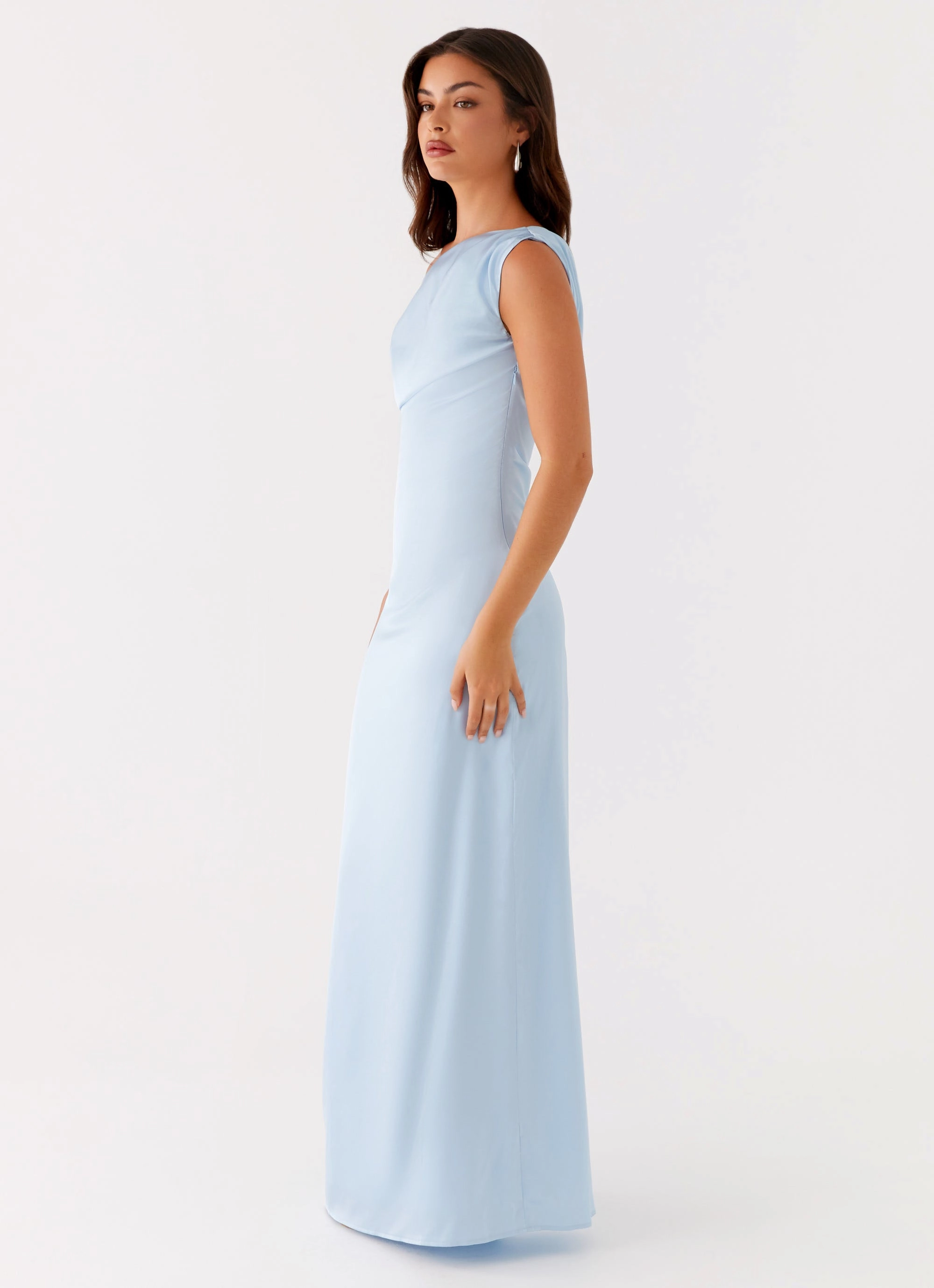 Modern Staple Heart Of Glass Satin Maxi Dress - Blue