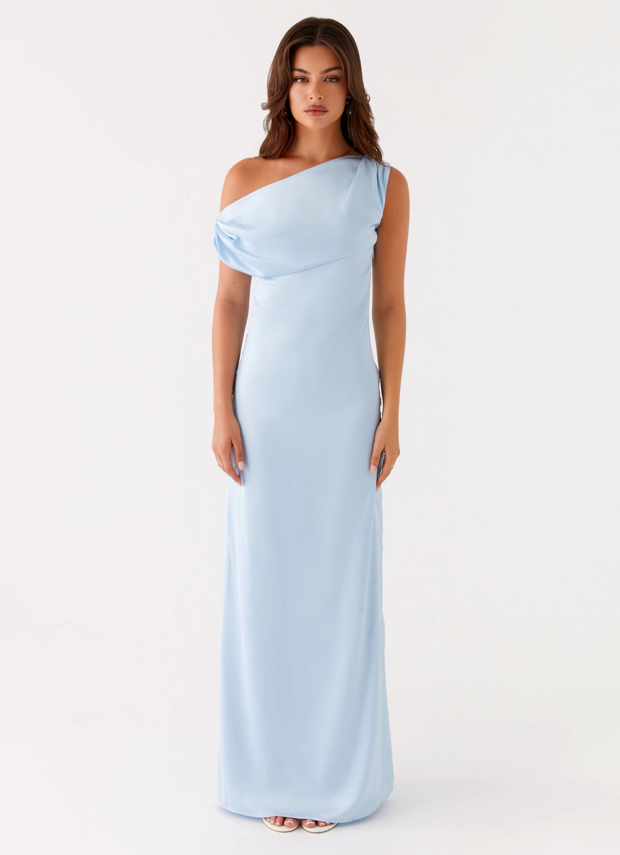 Heart Of Glass Satin Maxi Dress - Blue monochrome Bloom Soft