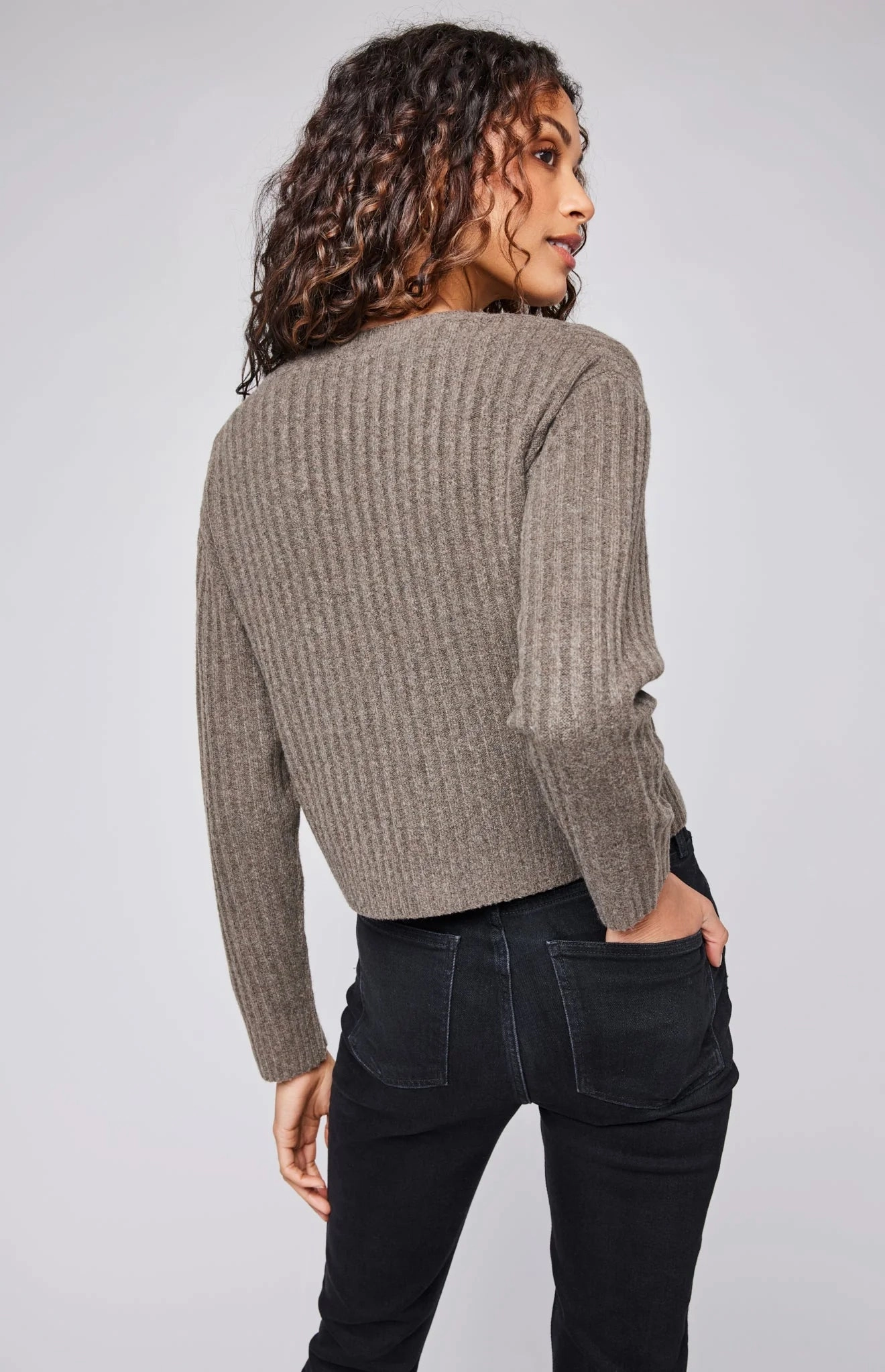 Layered Shoulder Hidden Zipper Pocket Gramercy Cardigan