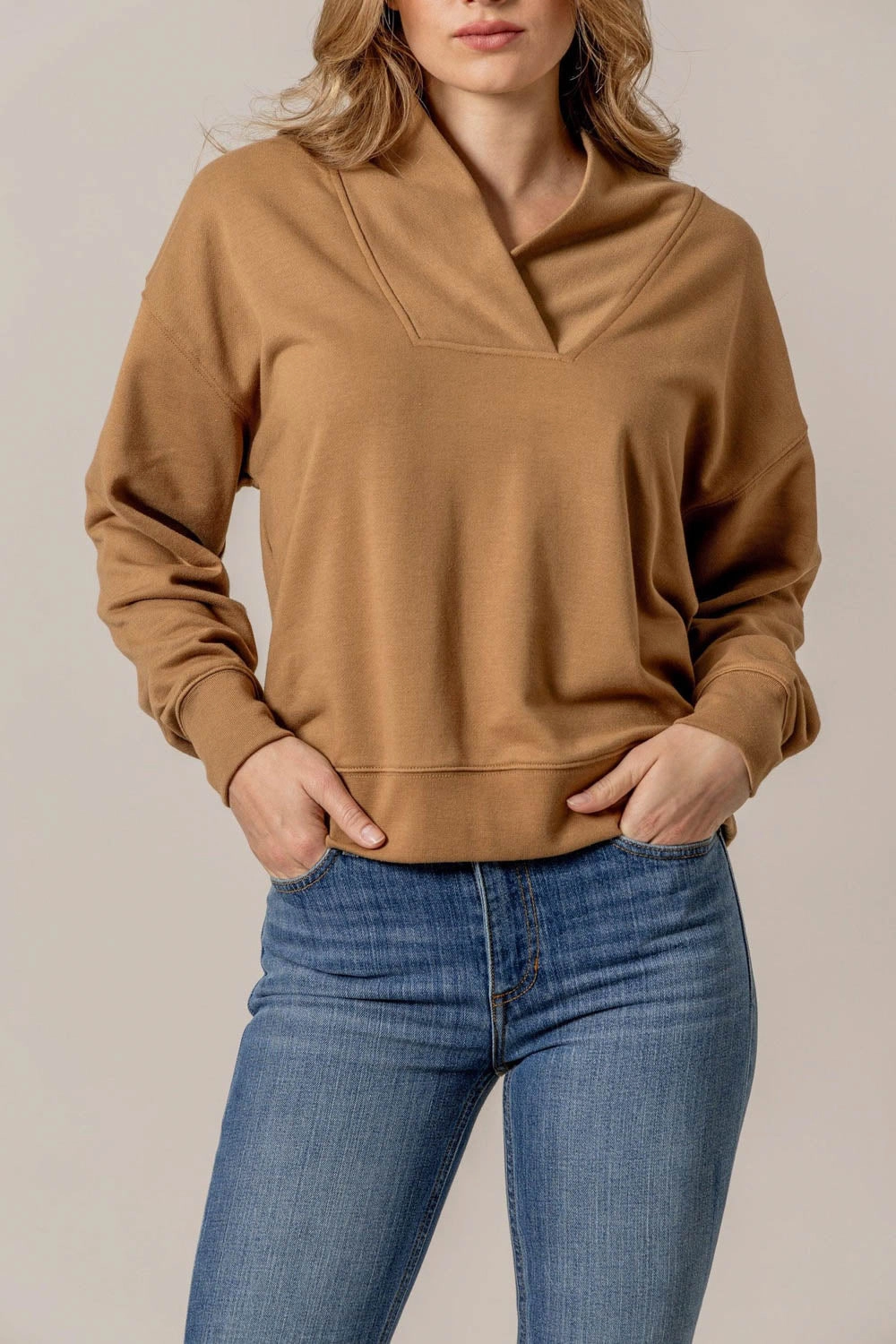 Kimes Ranch Womens Sandy Tan Cotton Blend Sweatshirt Comfy Wear