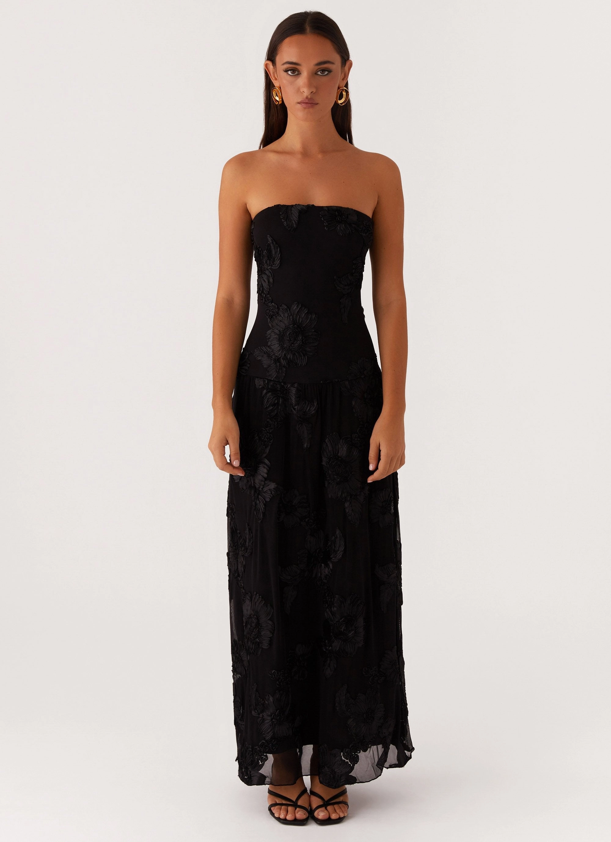 After Light Maxi Dress - Black Shade Soft Figure-Skimming