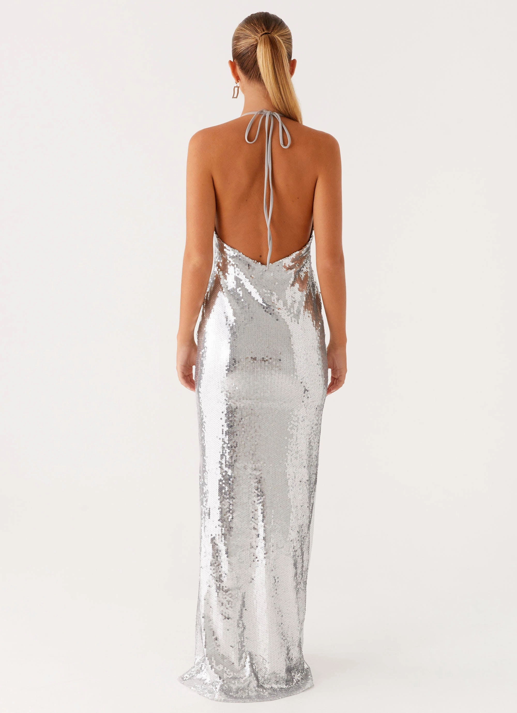 Walk Grace Billions Sequin Maxi Dress - Mirror Silver