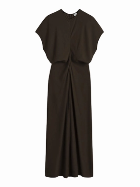 Skin Tone Front-Pocket Slouch Waist Dress in Bark