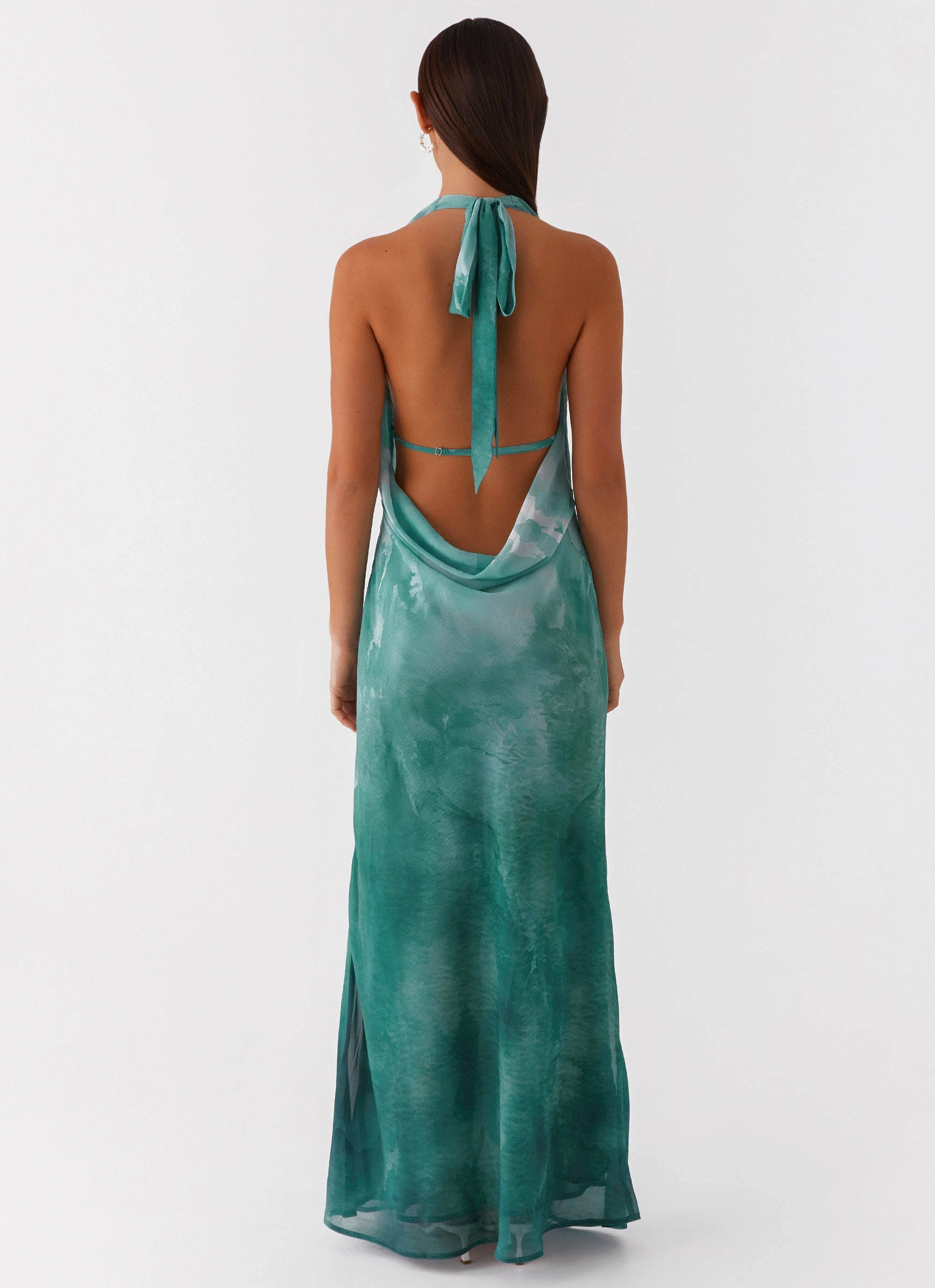 Nerissa Cowl Neck Maxi Dress - Green Tie Dye Chill Moment