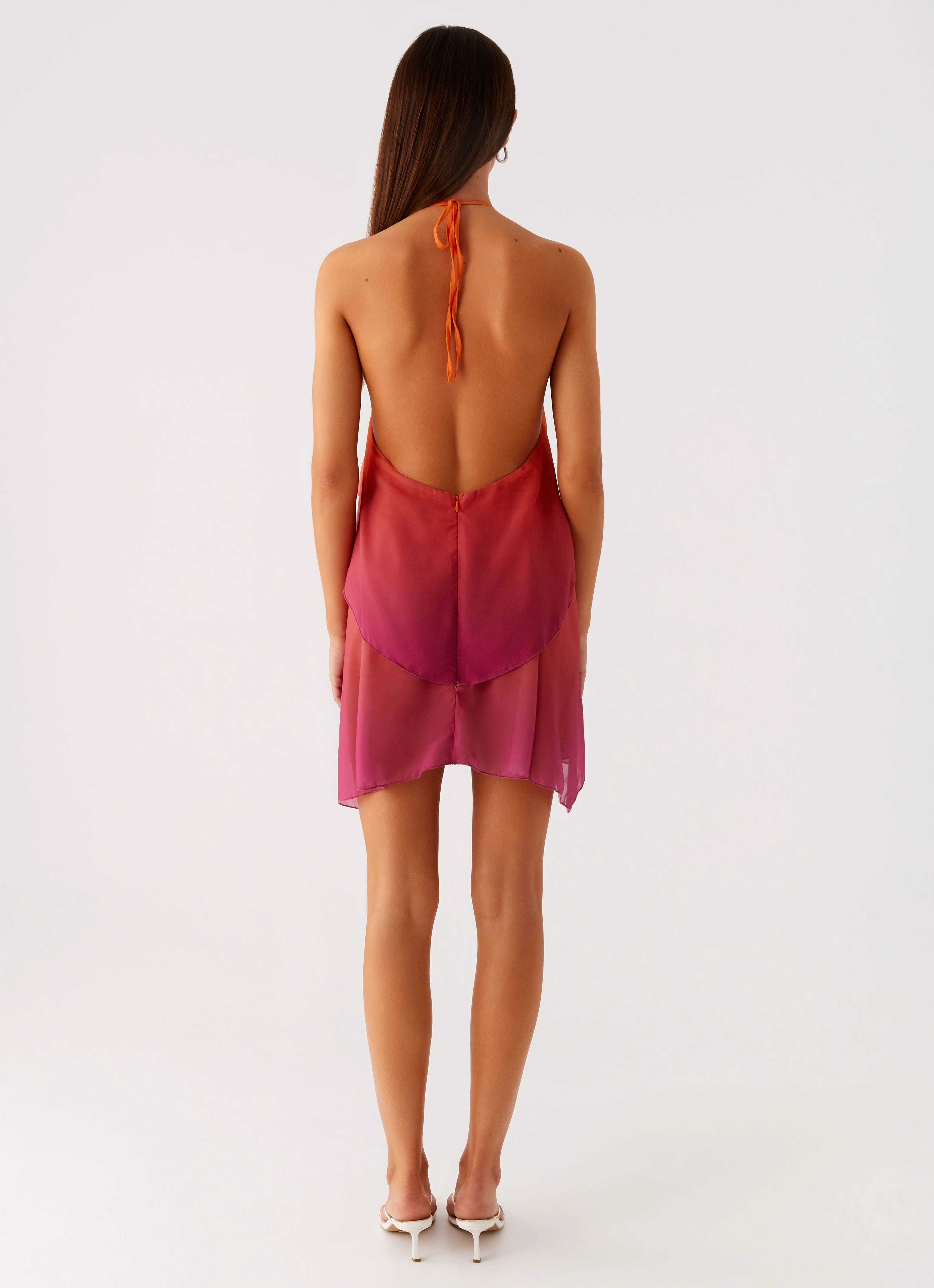 Sharp Style Refined Mood Twin Flame Mini Dress - Orange Gradient