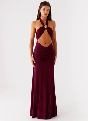Cocktail Ready Sleek Motion Deltina Maxi Dress - Boysenberry