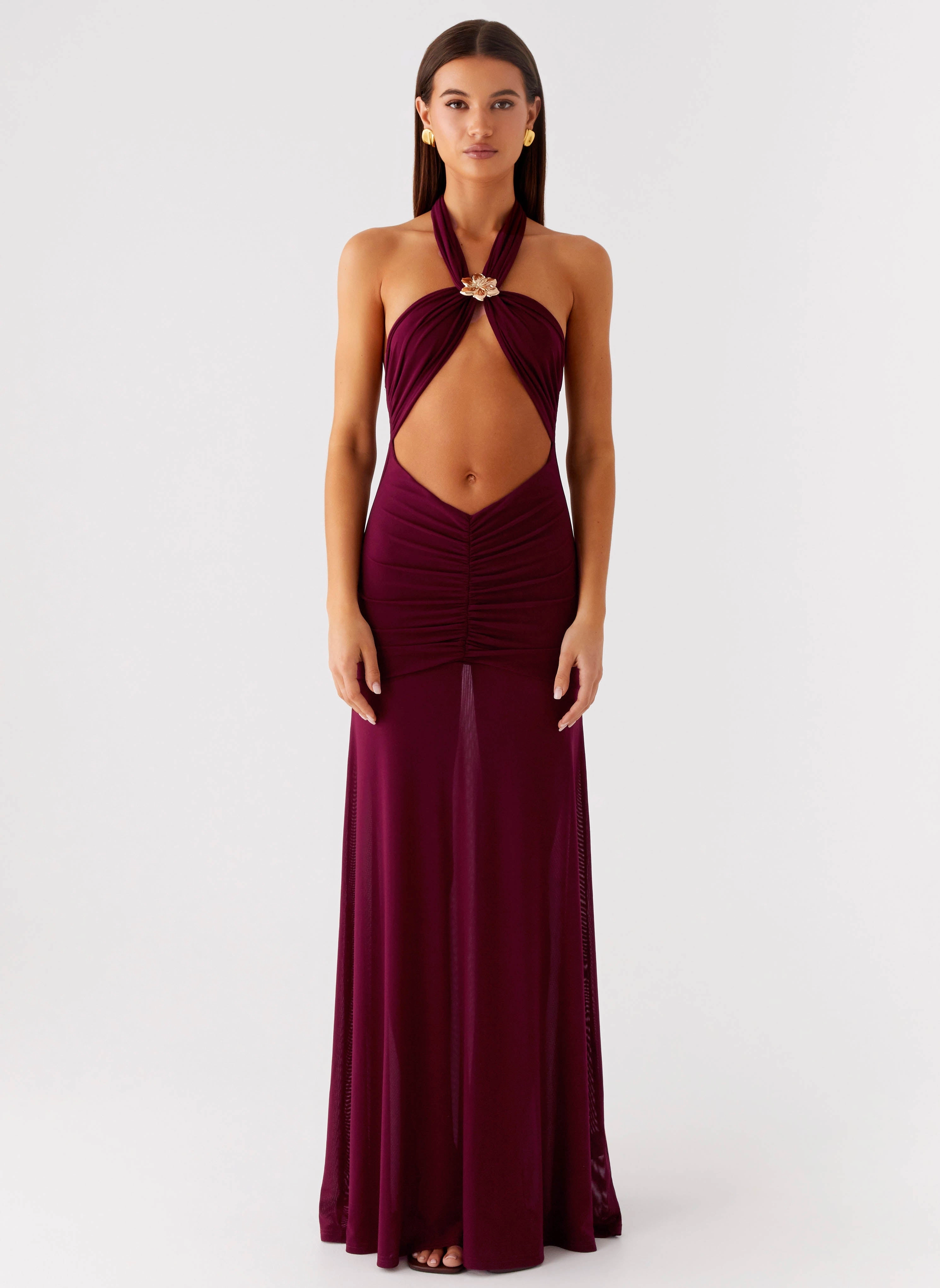Deltina Maxi Dress - Boysenberry Fashionable Look Light Fabric