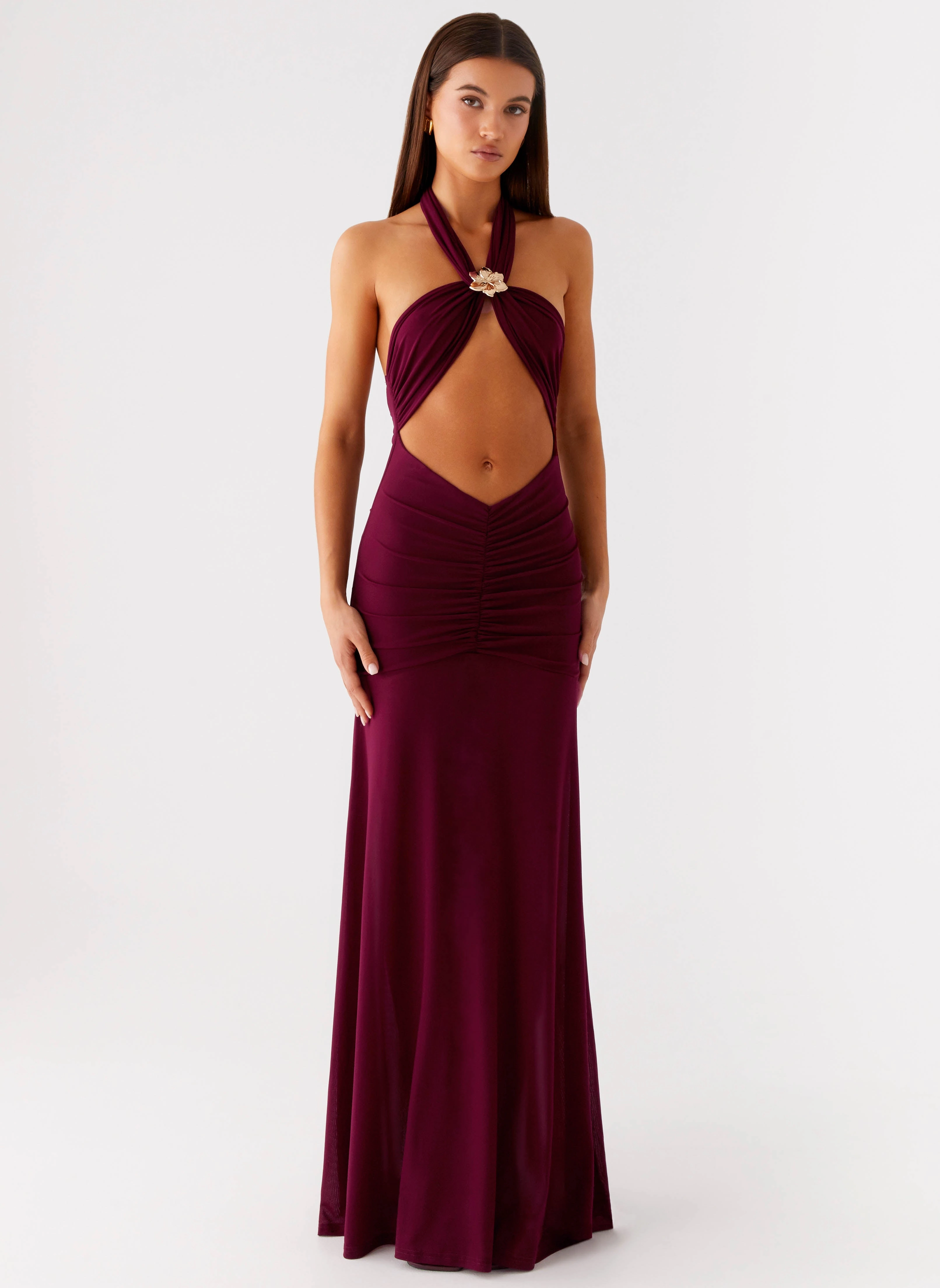 Cocktail Ready Sleek Motion Deltina Maxi Dress - Boysenberry