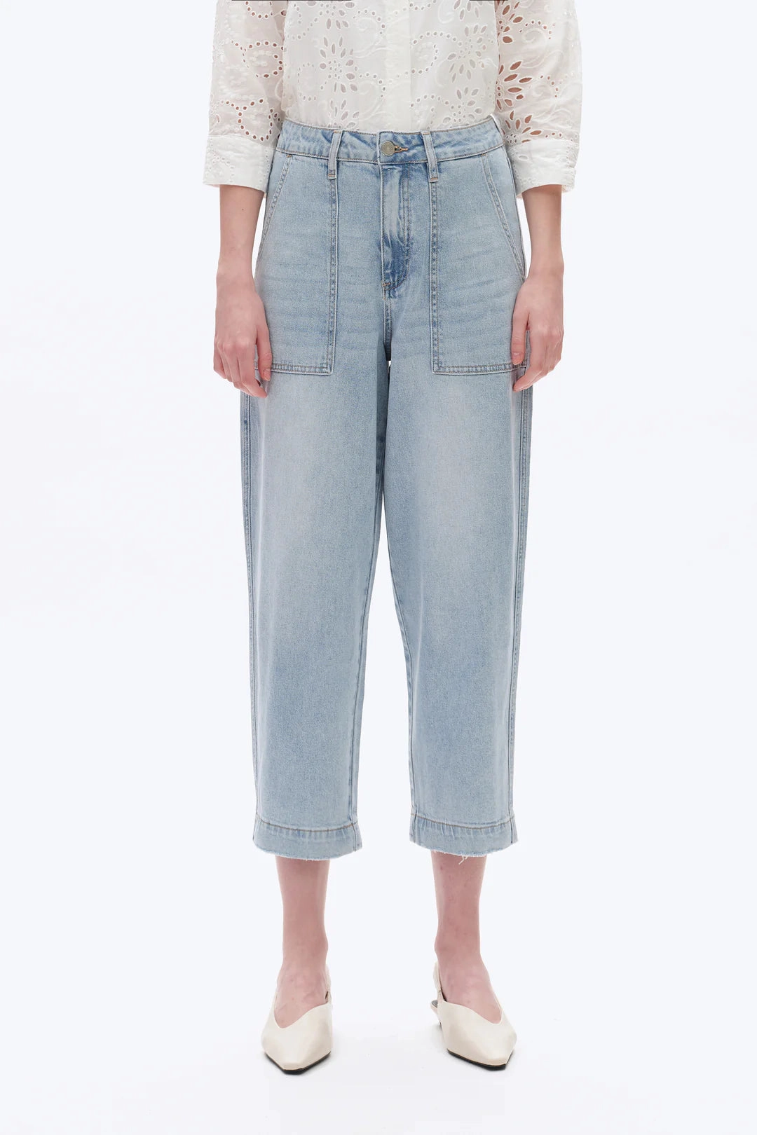 Super High Rise Barrel Denim Jeans - Light Blue LayeringFriendly Weight