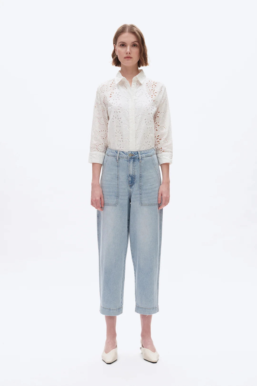 Super High Rise Barrel Denim Jeans - Light Blue Formal Blouse