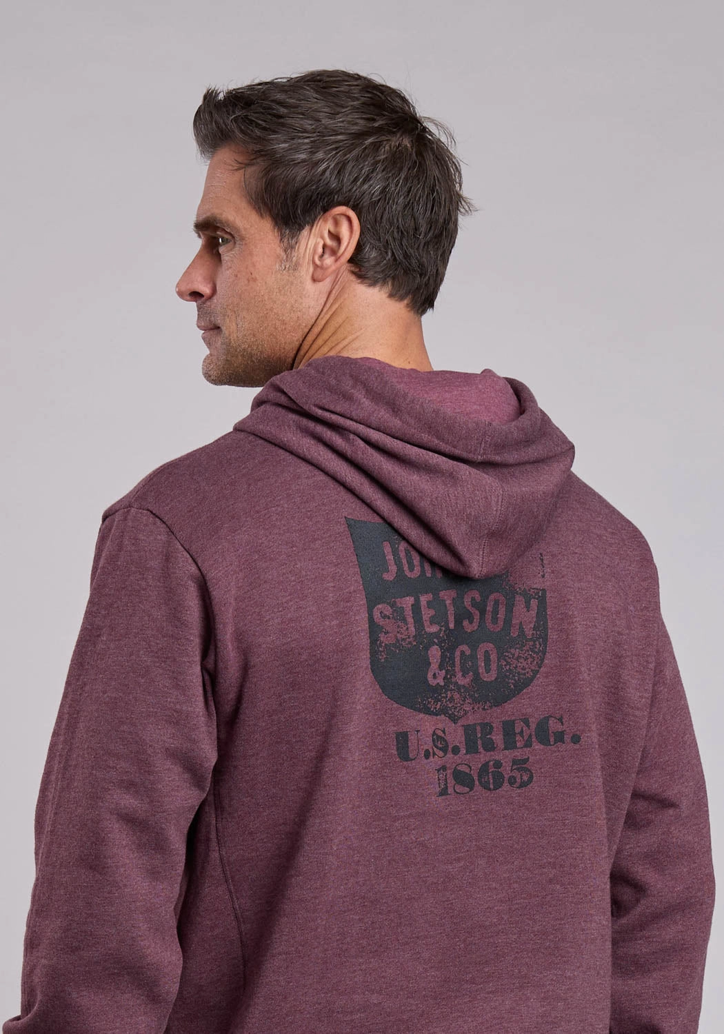 HybridLayerCompatibility Anytime Outer Fit Stetson Mens Tri-Blend Shield Maroon Cotton Blend Hoodie