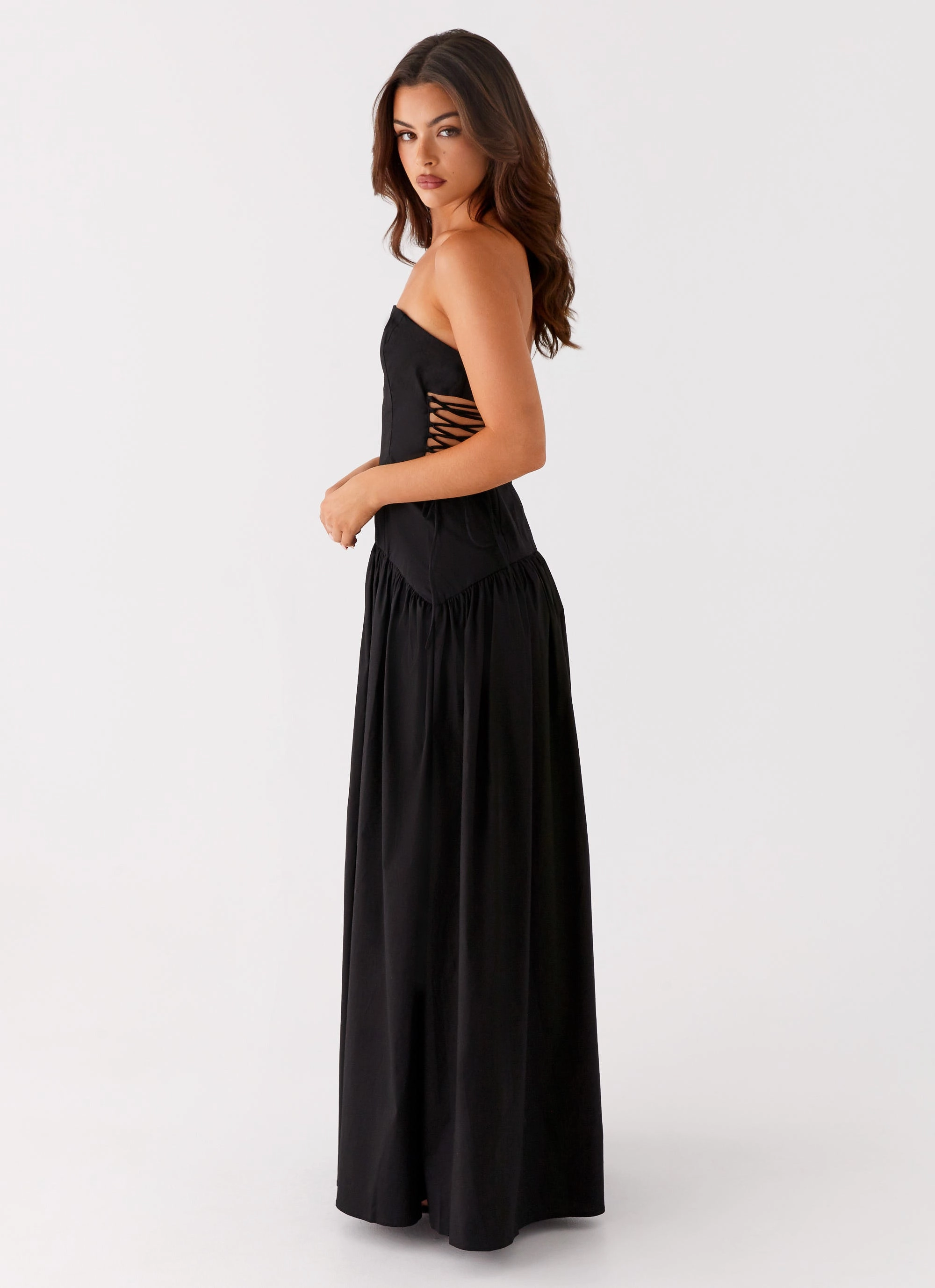 Conagh Maxi Dress - Black Floral design Sunset Hour