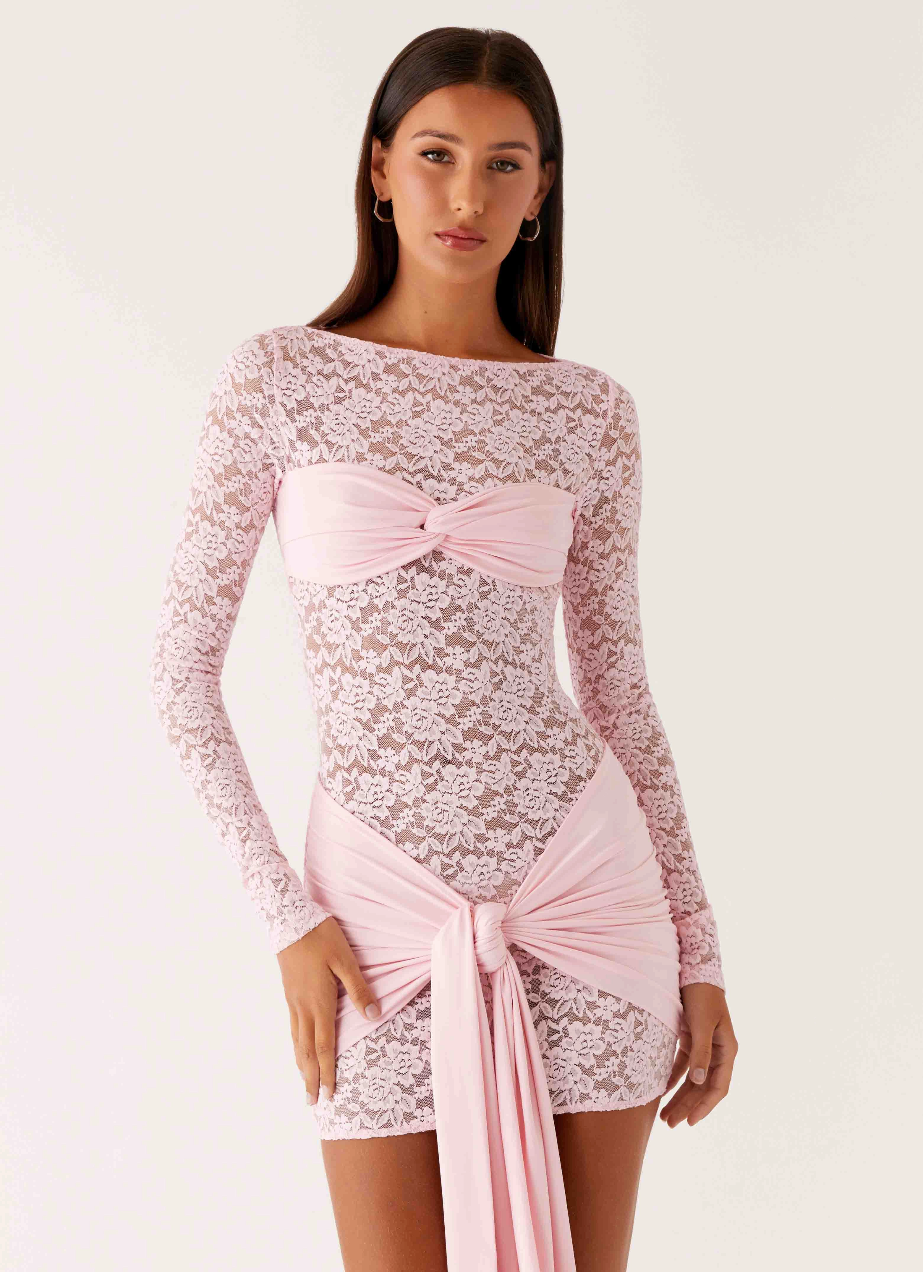Consie Long Sleeve Mini Dress - Pink Stylish Touch