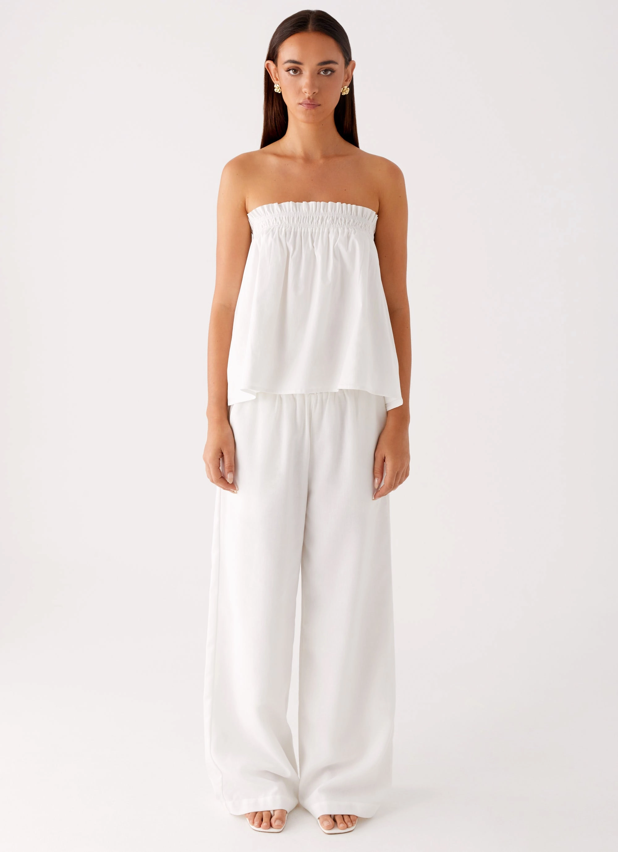 Non Chafing Edges BuiltInLayer Wynter Babydoll Top - White