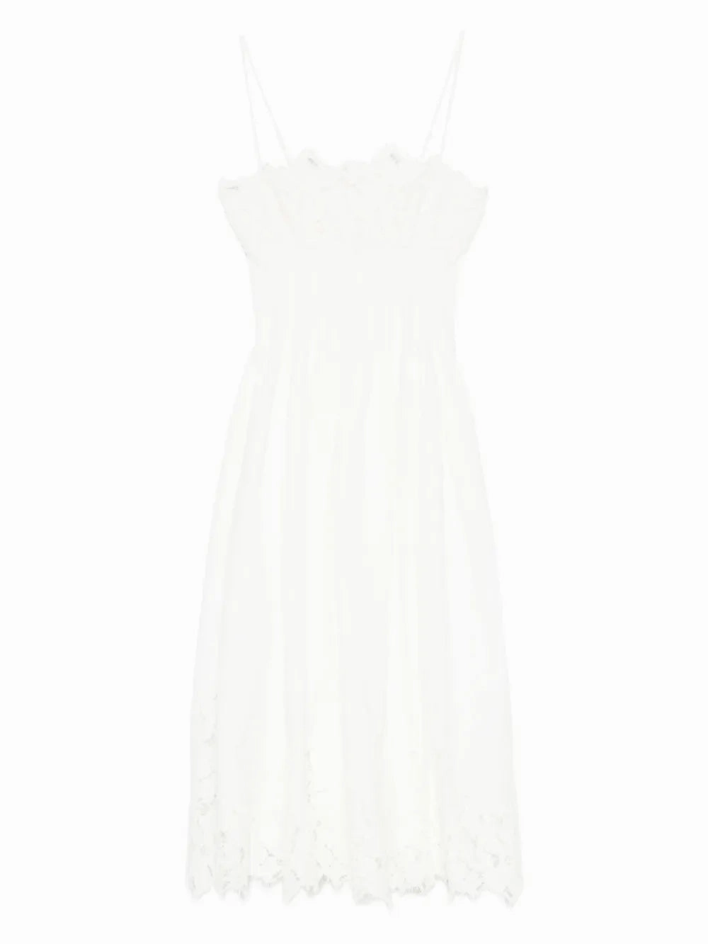 Lilianna Cotton Lace Midi Dress in White Smooth Wear