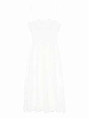 Lilianna Cotton Lace Midi Dress in White Smooth Wear