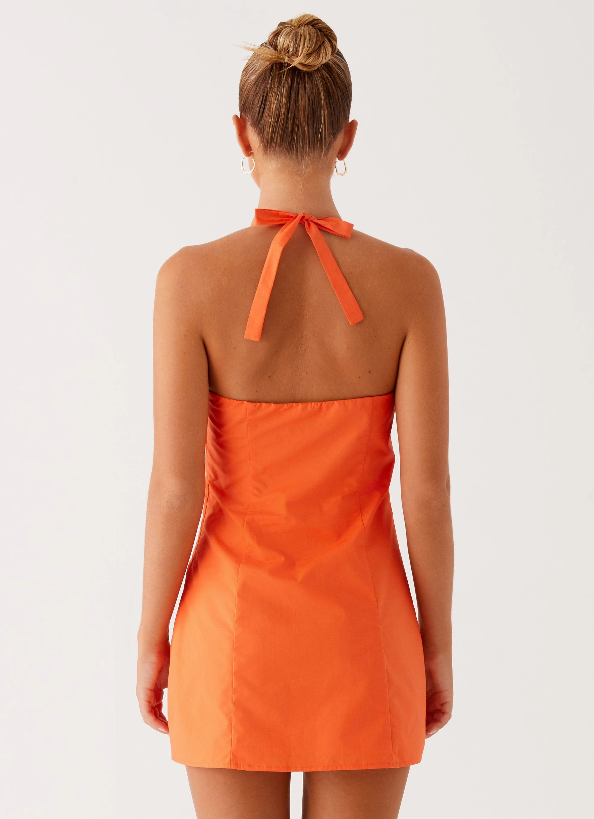 Contessa Halter Mini Dress - Orange Light Finish