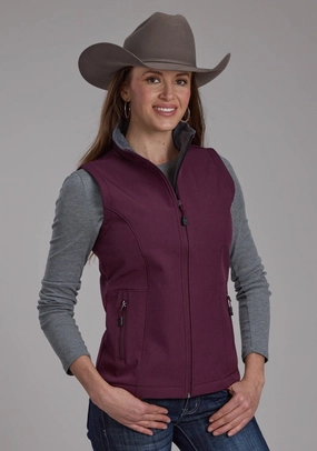 Roper Womens Technical Fleece Wine Polyester Softshell Vest Breathable Softshell Layer UV Protective