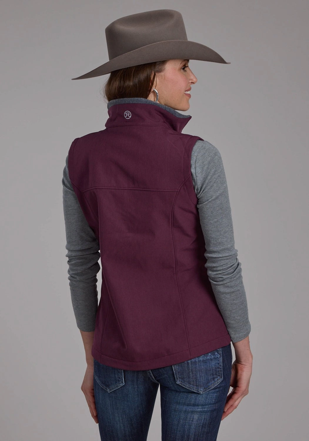 ErgonomicSleeveCut Snag Free Zipper Technology Roper Womens Technical Fleece Wine Polyester Softshell Vest