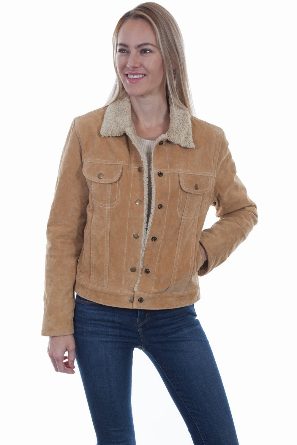 Comfortable Urban Piece Scully Womens Old Rust Suede Faux Fur Jean Jacket