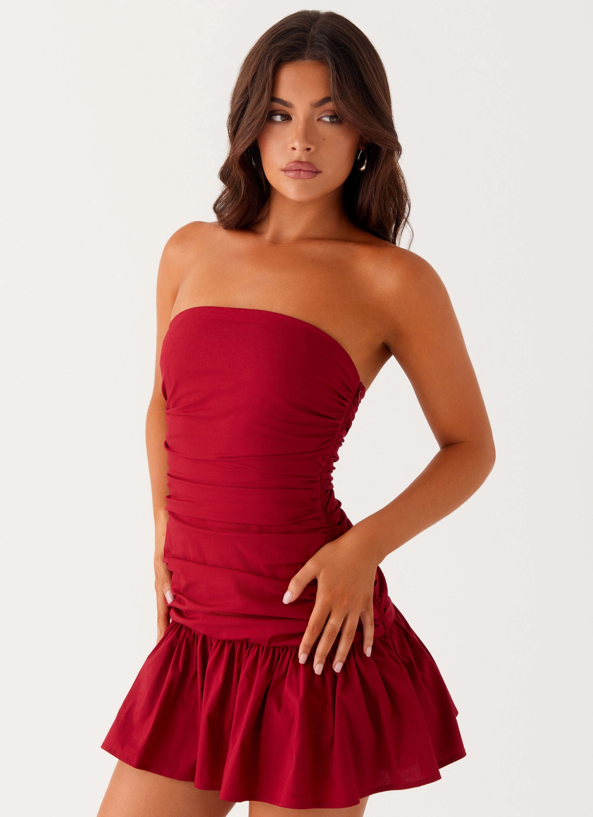 Light Rhythm Carmel Mini Dress - Merlot