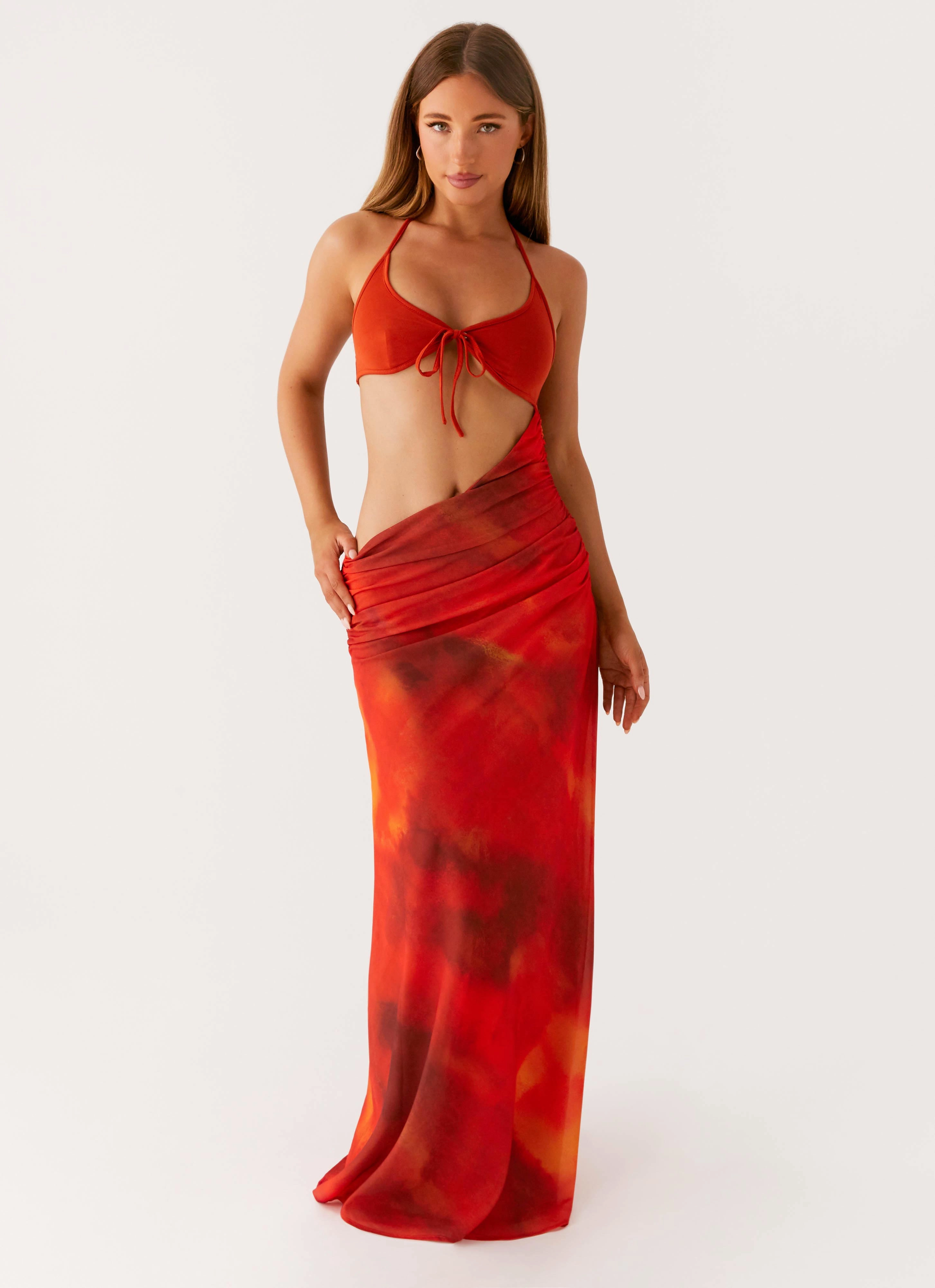 Travel Style Minimalist Style Elixis Maxi Dress - Scarlet Blur