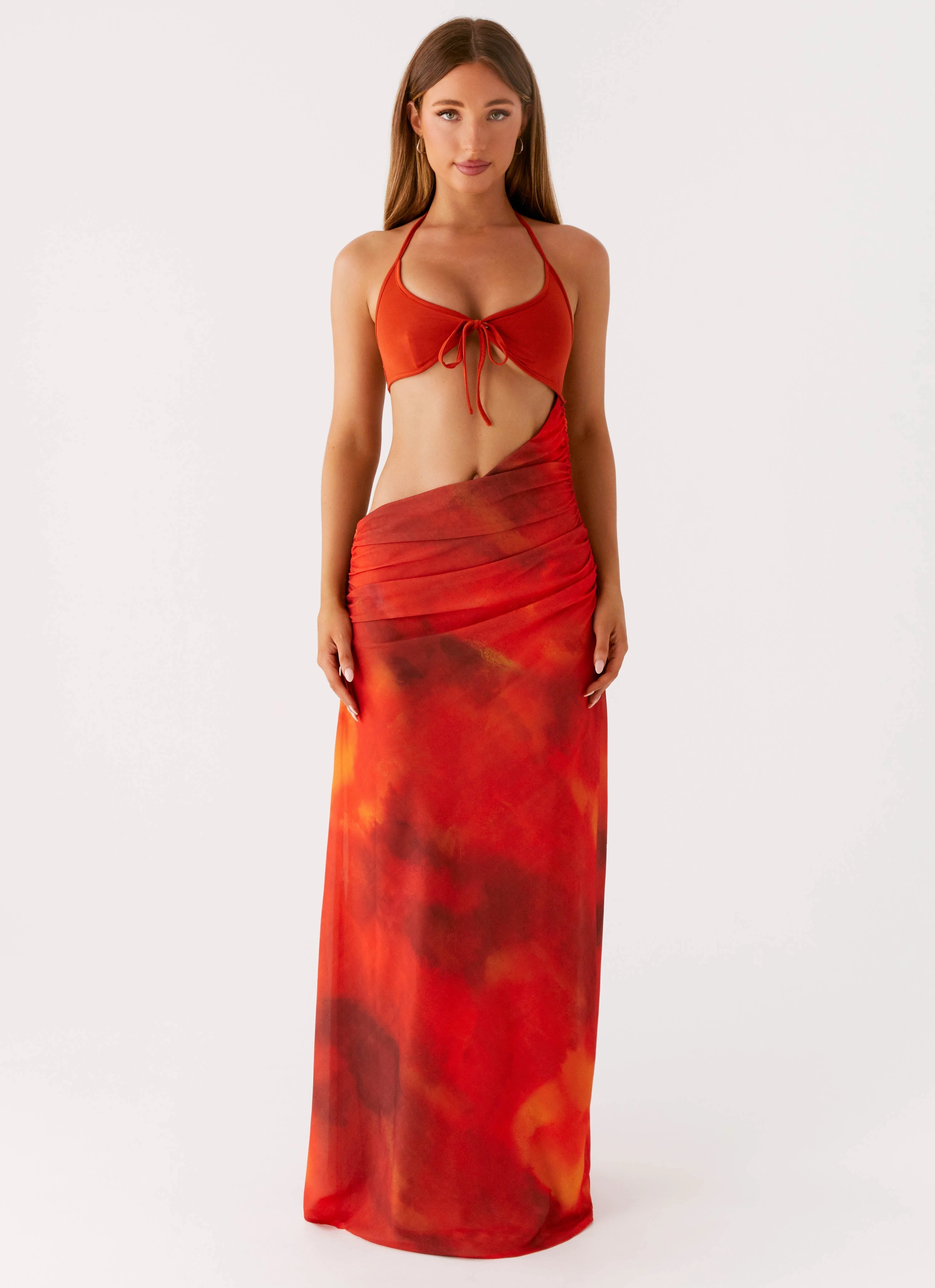 Elixis Maxi Dress - Scarlet Blur Sophisticated Fit
