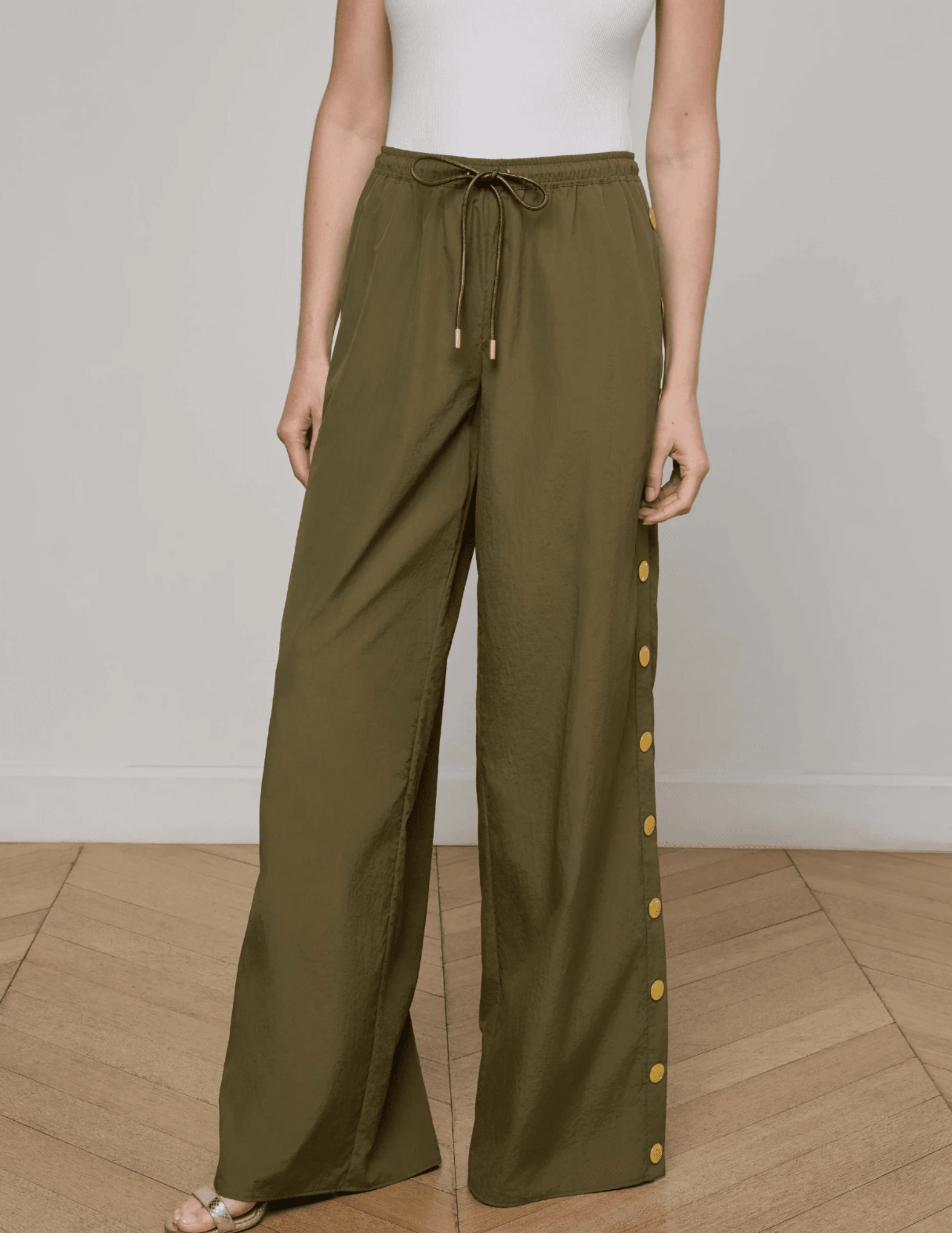 Reflective details L'AGENCE Valkyrie Wide Leg Snap Pants
