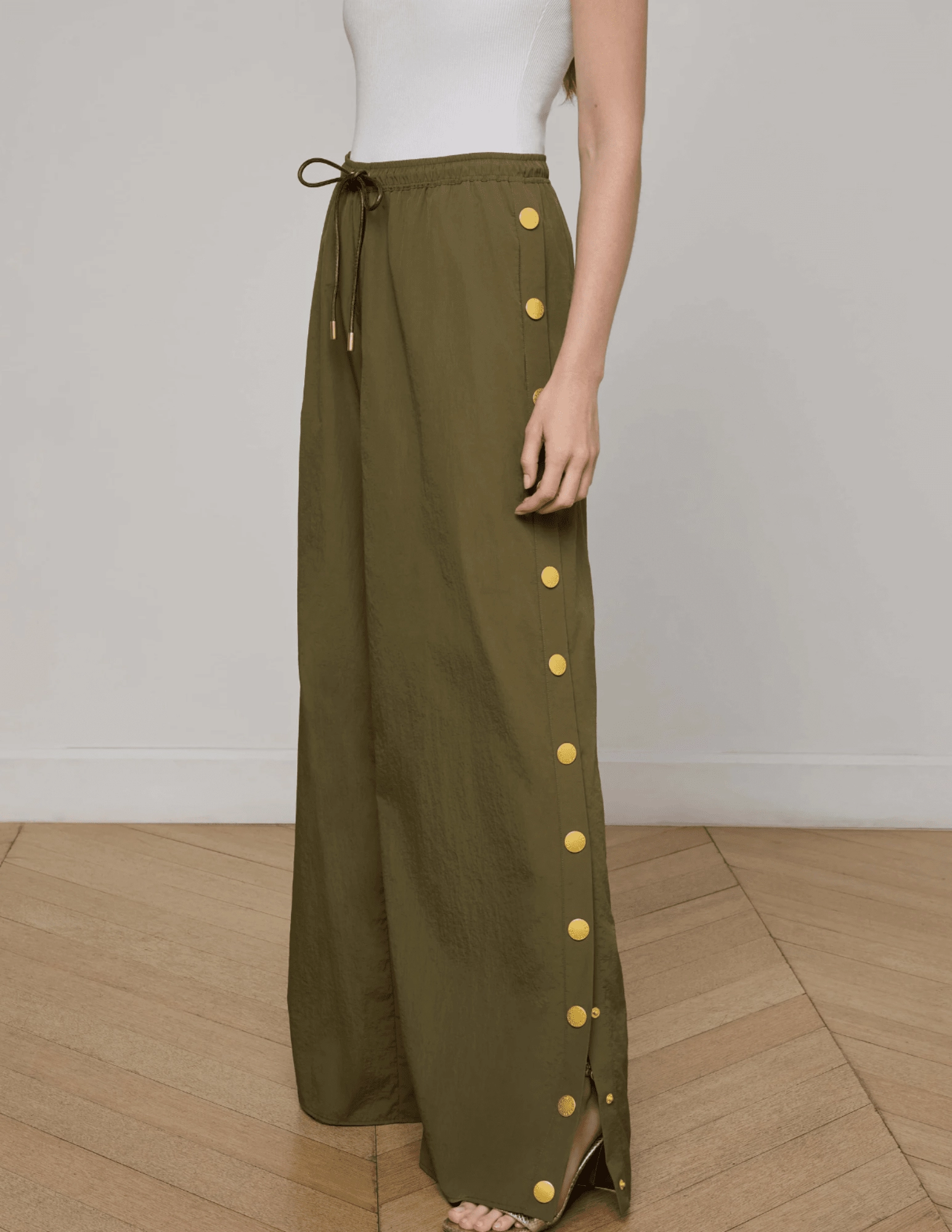 L'AGENCE Valkyrie Wide Leg Snap Pants Core Ease Layered Look