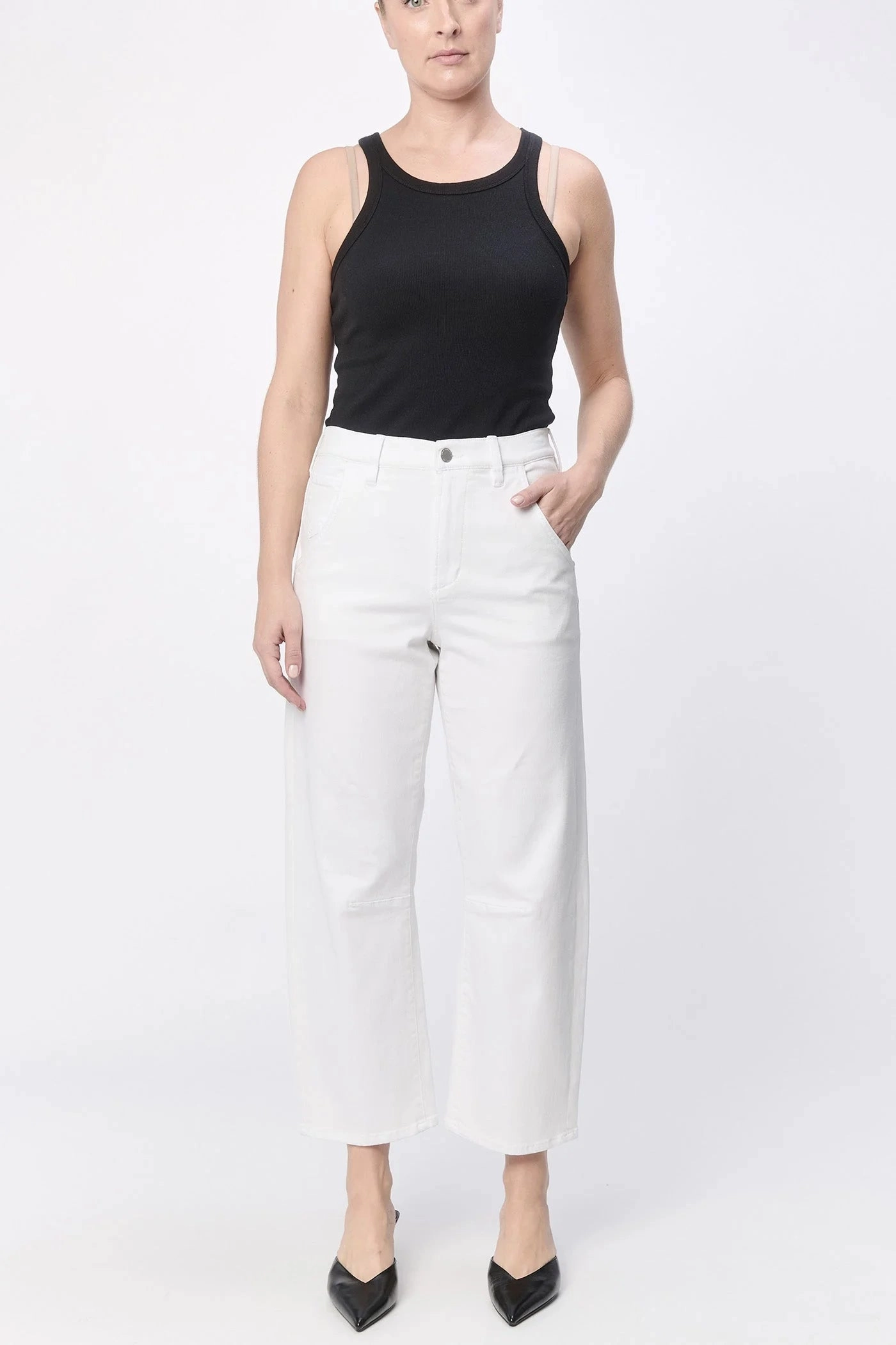 ComfortFit Lasso High Rise Cropped Pants - White
