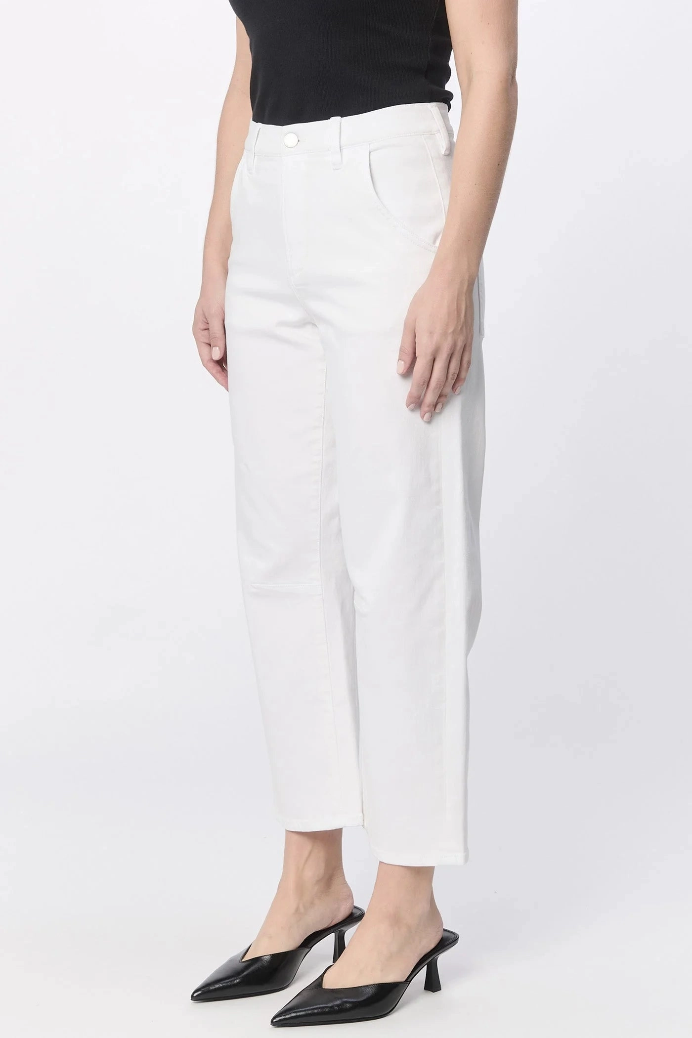 WindproofBarrierTechnology Slim Fit Design Lasso High Rise Cropped Pants - White